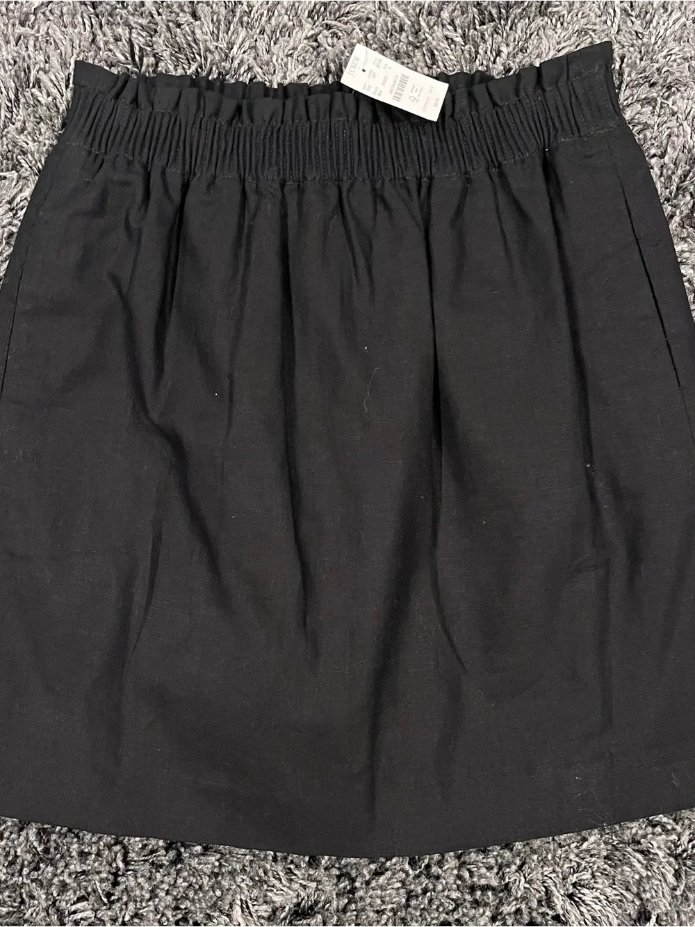 🌺NWT J. CREW LINEN BLEND BLACK RUCHED WAIST SKIRT SIZE 4🌺